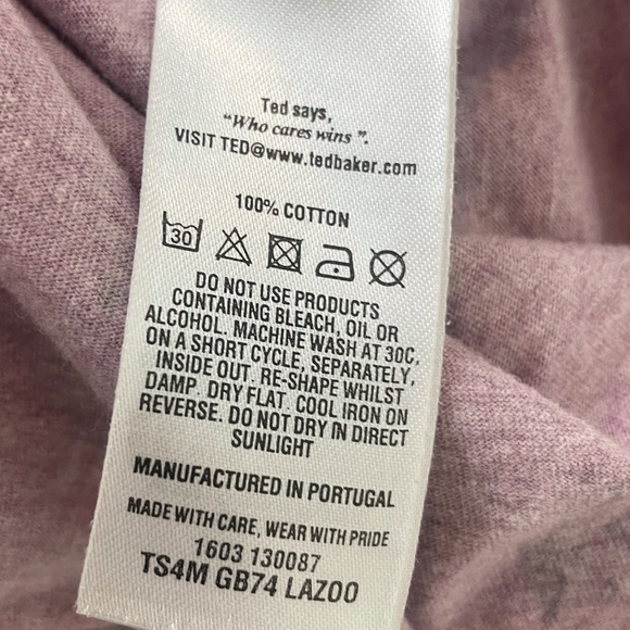 TED BAKER LONDON Parrot Palm Leaf Heathered Lavender Purple Summer T-Shirt - Picture 6 of 8